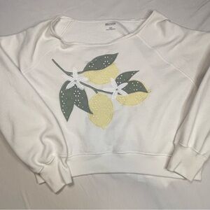 Hollister White Sweatshirt with Lemon Design